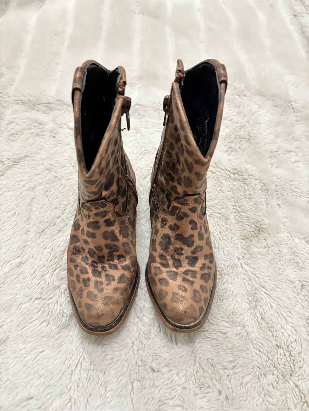 Roper Kids Leopard-Print Western Boots - Metallic Brown Girls size 7